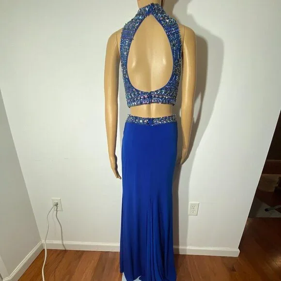 Sherri Hill 2 Piece Royal Blue Beaded Prom Dress Size 4 Sherri Hill 2 Piece Royal Blue Beaded Prom Dress Size 4